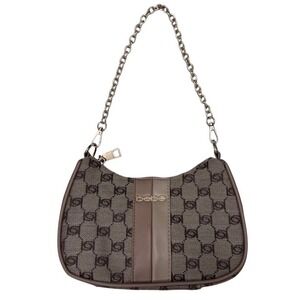 bebe Brown Logo Chain Shoulder Bag